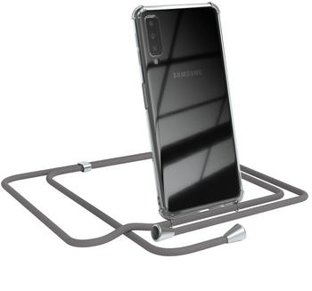 Eazy Case Handykette kompatibel mit Samsung Galaxy A7 (2018) Kette, Handyhülle mit Umhängeband, Handykordel, Schutzhülle, Kette, Silikonhülle, Silikon Cover, Grau