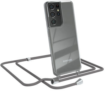 Eazy Case Handykette kompatibel mit Samsung Galaxy S21 Ultra Kette, Handyhülle mit Umhängeband, Handykordel, Schutzhülle, Kette, Silikonhülle, Silikon Cover, Grau