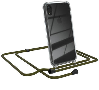 Eazy Case Handykette kompatibel mit Apple iPhone XR Kette Handyhülle mit Umhängeband Handykordel Schutzhülle Silikon Set Grün mit Clips in Schwarz
