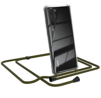 Eazy Case Handykette kompatibel mit Huawei P30 Pro Kette Handyhülle mit Umhängeband Handykordel Schutzhülle Silikon Set Grün mit Clips in Schwarz