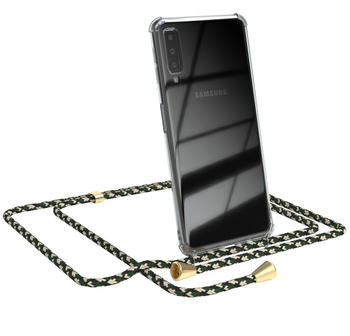 Eazy Case Handykette kompatibel mit Samsung Galaxy A7 (2018) Kette, Handyhülle mit Umhängeband, Handykordel, Schutzhülle, Kette, Silikonhülle, Silikon Cover, Grün Camouflage