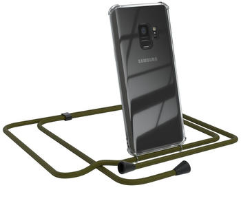 Eazy Case Handykette kompatibel mit Samsung Galaxy S9 Kette Handyhülle mit Umhängeband Handykordel Schutzhülle Silikon Set Grün mit Clips in Schwarz