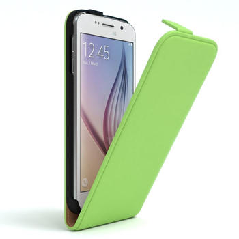 Eazy Case Hülle kompatibel mit Samsung Galaxy S6 Klapphülle, Handyhülle aufklappbar, Schutzhülle, Flipcover, Case vertikal klappbar, aus Kunstleder, Grün