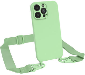Eazy Case Premium Silikon 2 in 1 Handykette kompatibel mit Apple iPhone 13 Pro Handyhülle mit Umhängeband, Handykordel mit Silikonhülle, Hülle mit Band, Kette für Smartphone, Grün
