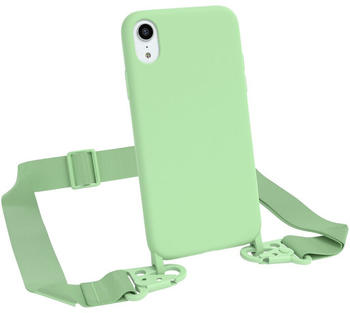 Eazy Case Premium Silikon 2 in 1 Handykette kompatibel mit Apple iPhone XR Handyhülle mit Umhängeband, Handykordel mit Silikonhülle, Hülle mit Band, Kette für Smartphone, Hell Grün