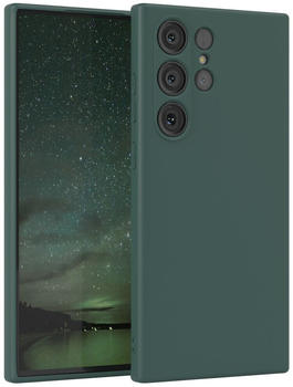 Eazy Case Silikon Hülle kompatibel Samsung Galaxy S23 Ultra zweilagiges Slimcover mit Kameraschutz und Innenfutter, Silikonhülle, Schutzhülle, Bumper, Handy Case, Hülle, Softcase, Nacht Grün