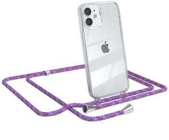 Eazy Case Handykette kompatibel mit Apple iPhone 12 Mini Kette, Handyhülle mit Umhängeband, Handykordel, Schutzhülle, Kette, Silikonhülle, Silikon Cover, Bunt Einhorn