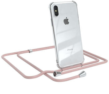 Eazy Case Handykette kompatibel mit Apple iPhone X / XS Kette, Handyhülle mit Umhängeband, Handykordel, Schutzhülle, Kette, Silikonhülle, Silikon Cover, Rose-Gold