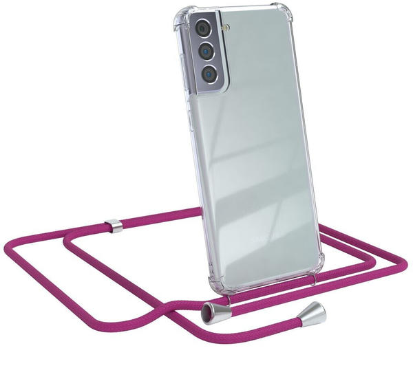 Eazy Case Handykette kompatibel mit Samsung Galaxy S21 Plus Kette, Handyhülle mit Umhängeband, Handykordel, Schutzhülle, Kette, Silikonhülle, Silikon Cover, Pink