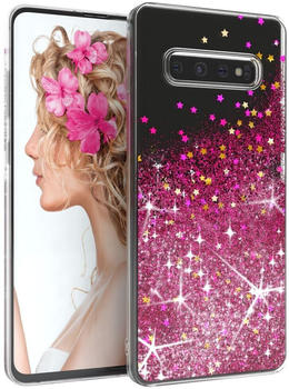 Eazy Case Hülle kompatibel mit Samsung Galaxy S10 Plus Schutzhülle mit Flüssig-Glitzer, Handyhülle, TPU / Silikon, Transparent / Durchsichtig, Pink