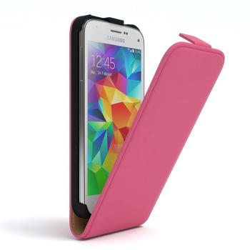 Eazy Case Hülle kompatibel mit Samsung Galaxy S5 Mini Klapphülle, Handyhülle aufklappbar, Schutzhülle, Flipcover, Case vertikal klappbar, aus Kunstleder, Pink