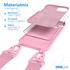 Eazy Case Premium Silikon 2 in 1 Handykette kompatibel mit Apple iPhone 13 Handyhülle mit Umhängeband, Handykordel mit Silikonhülle, Hülle mit Band, Kette für Smartphone, Pink