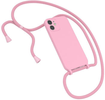 Eazy Case Premium Silikon Handykette kompatibel mit Apple iPhone 12 Mini Handyhülle mit Umhängeband, Handykordel mit Schutzhülle, Silikonhülle, Hülle mit Band, Pink, Rosa