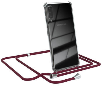 Eazy Case Handykette kompatibel mit Samsung Galaxy A7 (2018) Kette, Handyhülle mit Umhängeband, Handykordel, Schutzhülle, Kette, Silikonhülle, Silikon Cover, Rot