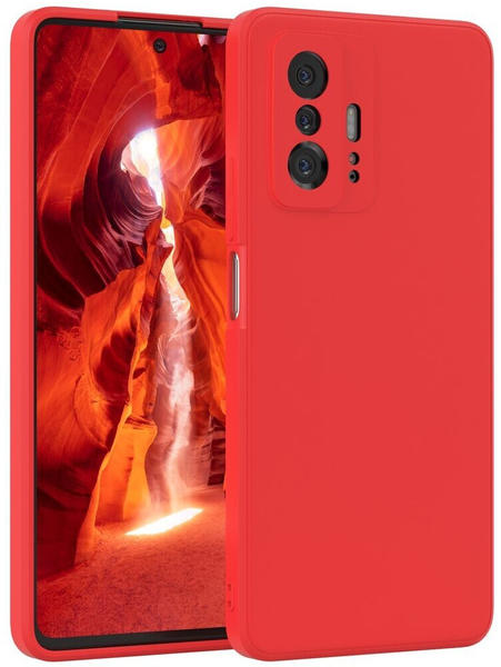 Eazy Case Silikon Handyhülle kompatibel mit Xiaomi 11T / 11T Pro 5G, Silikonhülle mit Kameraschutz, Silikonhülle, Schutzhülle, Bumper, Handy Case, Softcase, Rot