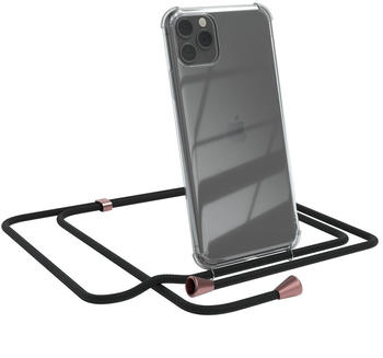 Eazy Case Handykette kompatibel mit Apple iPhone 11 Pro Max Kette, Handyhülle mit Umhängeband, Handykordel, Schutzhülle, Kette, Silikonhülle, Silikon Cover, Schwarz / Rosé