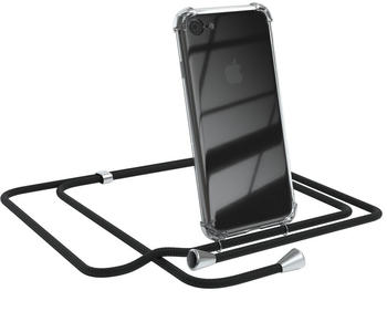 Eazy Case Handykette kompatibel mit Apple iPhone SE (2022 / 2020), iPhone 8 / 7 Kette, Handyhülle mit Umhängeband, Handykordel, Schutzhülle, Kette, Silikonhülle, Silikon Cover, Schwarz