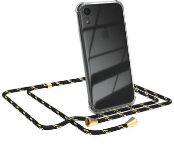 Eazy Case Handykette kompatibel mit Apple iPhone XR Kette, Handyhülle mit Umhängeband, Handykordel, Schutzhülle, Kette, Silikonhülle, Silikon Cover, Schwarz / Gold