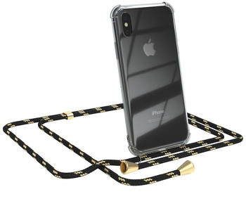 Eazy Case Handykette kompatibel mit Apple iPhone XS Max Kette, Handyhülle mit Umhängeband, Handykordel, Schutzhülle, Kette, Silikonhülle, Silikon Cover, Schwarz / Gold