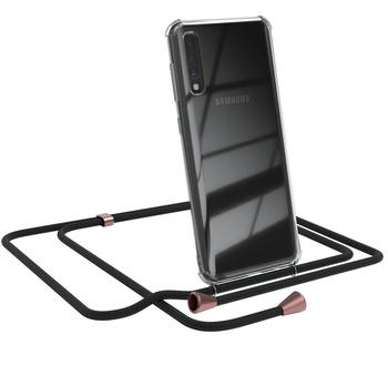 Eazy Case Handykette kompatibel mit Samsung Galaxy A50 / A30s / A50s Kette, Handyhülle mit Umhängeband, Handykordel, Schutzhülle, Kette, Silikonhülle, Silikon Cover, Schwarz / Rosé