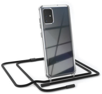 Eazy Case Handykette kompatibel mit Samsung Galaxy A71, Transparente Silikon-Hülle mit Umhängeband, abnehmbar durch abschraubbare Endstücke, Hülle mit Band, Schwarz