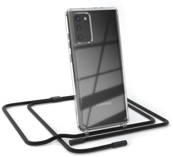 Eazy Case Handykette kompatibel mit Samsung Galaxy Note 20 / Note 20 5G, Transparente Silikon-Hülle mit Umhängeband, abnehmbar durch abschraubbare Endstücke, Hülle mit Band, Schwarz