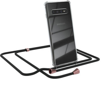 Eazy Case Handykette kompatibel mit Samsung Galaxy S10 Kette, Handyhülle mit Umhängeband, Handykordel, Schutzhülle, Kette, Silikonhülle, Silikon Cover, Schwarz / Rosé