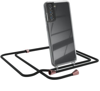 Eazy Case Handykette kompatibel mit Samsung Galaxy S21 Kette, Handyhülle mit Umhängeband, Handykordel, Schutzhülle, Kette, Silikonhülle, Silikon Cover, Schwarz / Rosé