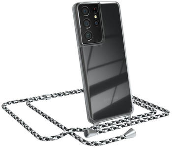 Eazy Case Handykette kompatibel mit Samsung Galaxy S21 Ultra Kette, Handyhülle mit Umhängeband, Handykordel, Schutzhülle, Kette, Silikonhülle, Silikon Cover, Schwarz Camouflage