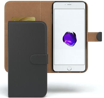 Eazy Case Handytasche kompatibel mit Apple iPhone 8 / 7 Plus Schutzhülle mit Standfunktion, Klapphülle im Bookstyle, Hülle mit Magnetverschluss und Kartenfach, Kunstleder, Schwarz