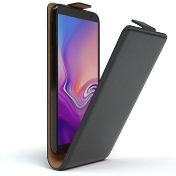 Eazy Case Hülle kompatibel mit Samsung Galaxy J4 Plus Klapphülle, Handyhülle aufklappbar, Schutzhülle, Flipcover, Case vertikal klappbar, aus Kunstleder, Schwarz