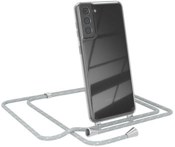 Eazy Case – Handykette – kompatibel mit Apple iPhone 11 Handyhülle mit Umhängeband, Silikonhülle, Schutzhülle mit Ersatz-Kordel, Hülle mit Band, Stylische Kette für Smartphone, Hell Grau / Weiß
