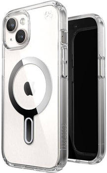Speck Schutzhülle Presidio Perfect-Clear ClickLock MagSafe für Apple iPhone 15 / 14 / 13, Transparentes Chrom und Silbern
