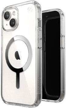 Speck Schutzhülle Presidio Perfect-Clear MagSafe für Apple iPhone 15, Transparentes Chrom und Silbern
