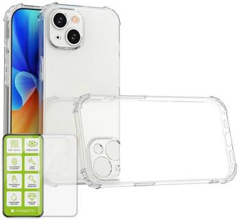 Wigento Für iPhone 15 Schock TPU Case Transparent 0,26 H9 Glas Handy Hülle Schutz