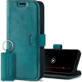 SURAZO Premium Handyhülle für Samsung Galaxy A34 5G Hülle Leder Klapphülle Wallet Case Cover Lederhülle (Türkis)