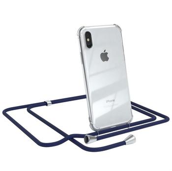 Eazy Case Handykette kompatibel mit iPhone XS Max Handyhülle mit Umhängeband, Handykordel mit Schutzhülle, Silikonhülle, Hülle mit Band, Stylische Kette mit Hülle für Smartphone, Navy Blau