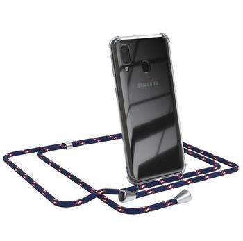 Eazy Case Handykette kompatibel mit Samsung Galaxy A40 Handyhülle mit Umhängeband, Handykordel mit Schutzhülle, Silikonhülle, Hülle mit Band, Stylische Kette mit Hülle für Smartphone, Navy Camouflage