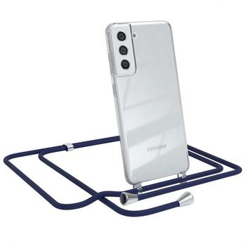 Eazy Case Handykette kompatibel mit Samsung Galaxy S21 FE 5G Handyhülle mit Umhängeband, Handykordel mit Schutzhülle, Silikonhülle, Hülle, Stylische Kette für Smartphone, Navy Blau