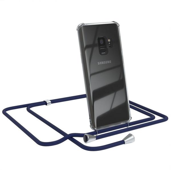 Eazy Case Handykette kompatibel mit Samsung Galaxy S9 Handyhülle mit Umhängeband, Handykordel mit Schutzhülle, Silikonhülle, Hülle mit Band, Stylische Kette mit Hülle für Smartphone, Navy Blau