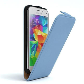 Eazy Case Hülle kompatibel mit Samsung Galaxy S5 Mini Hülle Flip Cover zum Aufklappen, Handyhülle aufklappbar, Schutz, Flipcover, Flipcase, Flipstyle Case vertikal klappbar, Kunstleder, Hell Blau