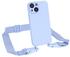 Eazy Case Premium Silikon 2 in 1 Handykette kompatibel mit iPhone 13 Mini Handyhülle mit Umhängeband, Handykordel mit Silikonhülle, Hülle mit Band, Kette für Smartphone, Hell Blau