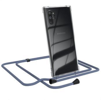 Eazy Case Handykette kompatibel mit Samsung Galaxy Note 10 Plus Handyhülle mit Umhängeband, Handykordel mit Schutzhülle, Silikonhülle, Hülle, Stylische Kette, EIS Blau - Clips Schwarz