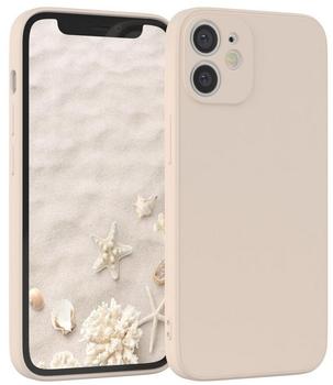Eazy Case Silikon Handyhülle kompatibel mit iPhone 12 Mini, zweilagiges Slimcover mit Kameraschutz und Innenfutter, Silikonhülle, Schutzhülle, Bumper, Handy Case, Hülle, Softcase, Taupe