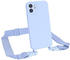 Eazy Case Premium Silikon 2 in 1 Handykette kompatibel mit iPhone 12 Handyhülle mit Umhängeband, Handykordel mit Silikonhülle, Hülle mit Band, Kette für Smartphone, Hell Blau