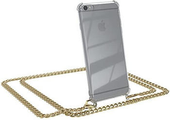 Eazy Case Handykette kompatibel mit iPhone 6 / 6S Handyhülle mit Metal Umhängeband und Ersatz Kordel Schwarz, Handykordel mit Schutzhülle, Stylische Kette mit Smartphone Hülle, Metal - Gold