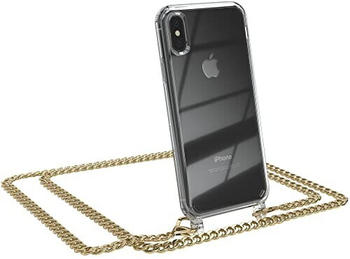 Eazy Case Handykette kompatibel mit iPhone X/XS Handyhülle mit Metal Umhängeband und Ersatz Kordel schwarz, Handykordel mit Schutzhülle, Stylische Kette, Metal - Gold