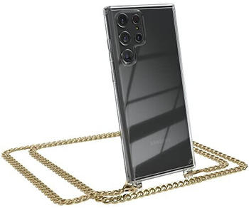 Eazy Case Handykette kompatibel mit Samsung Galaxy S22 Ultra 5G Handyhülle mit Metal Umhängeband und Ersatz Kordel schwarz, Handykordel mit Schutzhülle, Stylische Kette, Metal - Gold