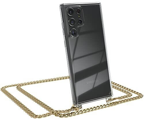 Eazy Case Handykette kompatibel mit Samsung Galaxy S22 Ultra 5G Handyhülle mit Metal Umhängeband und Ersatz Kordel schwarz, Handykordel mit Schutzhülle, Stylische Kette, Metal - Gold