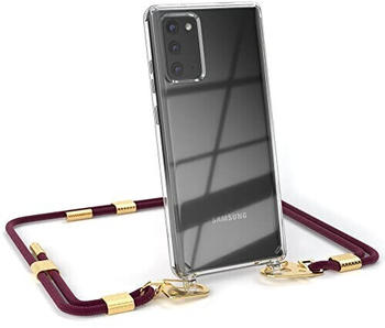 Eazy Case kombinierbare Handyketten kompatibel mit Samsung Galaxy Note 20 / Note 20 5G, Transparente Silikon-Hülle mit rundem Umhängeband, Abnehmbarer Karabiner, zum Umhängen, Beere - Clips Gold